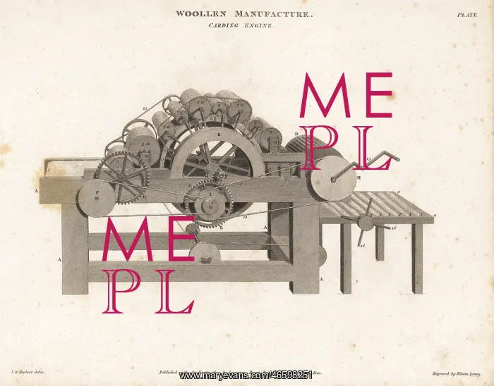 : Carding engine used for wool manufacture, 18th century : Carding engine used for wool manufacture, 18th century