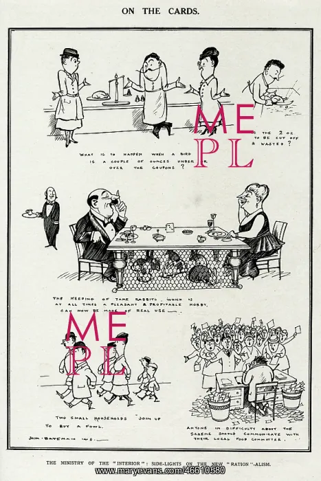 : On the cards H M Bateman cartoon rationing WWI : On the cards H M Bateman cartoon rationing WWI