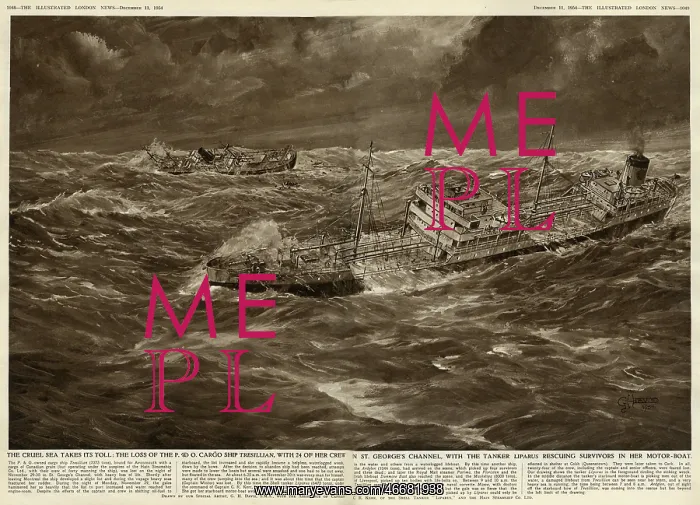 : Cargo ship Tresillian wrecked in storm, 1954 : Cargo ship Tresillian wrecked in storm, 1954