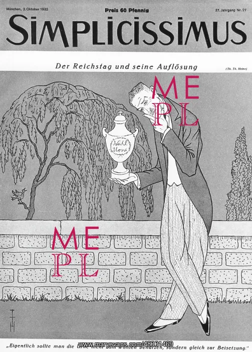 : Caricature from the Simplicissimus on the dissolution : Caricature from the Simplicissimus on the dissolution