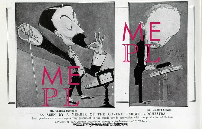 : Caricatures of Thomas Beecham and Richard Strauss : Caricatures of Thomas Beecham and Richard Strauss