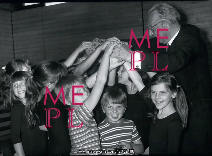 : Carl Orff, German composer, with children : Carl Orff, German composer, with children