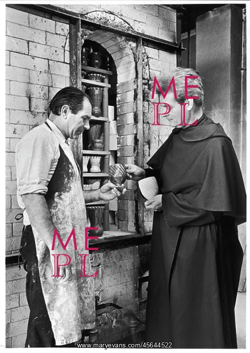 : Carmelite potter and Brother Michael, Aylesford Priory, Kent : Carmelite potter and Brother Michael, Aylesford Priory, Kent