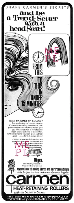 : Carmen rollers advertisement, 1965 : Carmen rollers advertisement, 1965