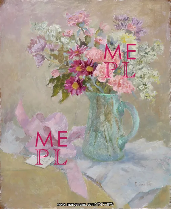 : Carnations etc in a glass jug with ribbon : Carnations etc in a glass jug with ribbon
