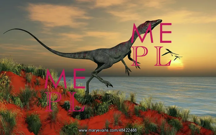 : A carnivorous Compsognathus dinosaur : A carnivorous Compsognathus dinosaur