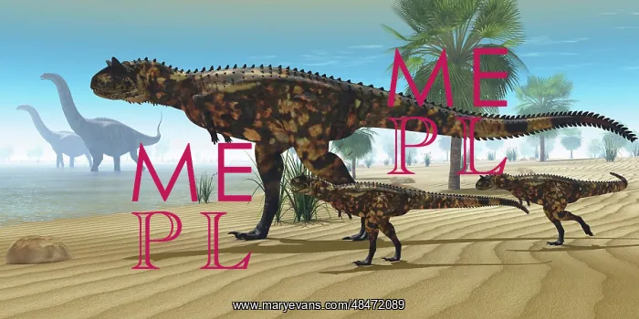 : A Carnotaurus mother brings her offspring down to a river ? : A Carnotaurus mother brings her offspring down to a river ?