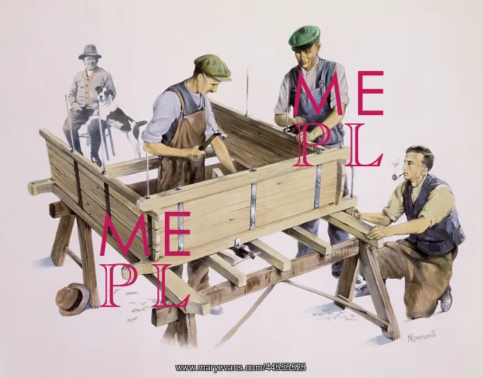 : Carpenters building a wagon : Carpenters building a wagon