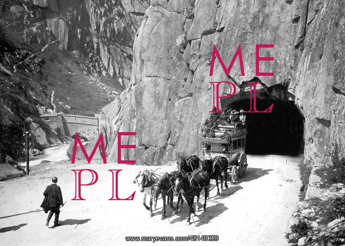 : A carriage on the Gotthard road, 1913 : A carriage on the Gotthard road, 1913