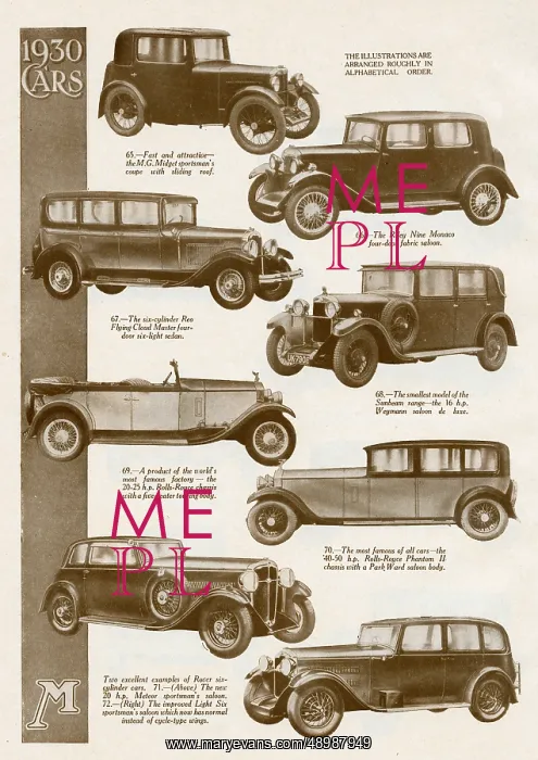  : Cars of 1930