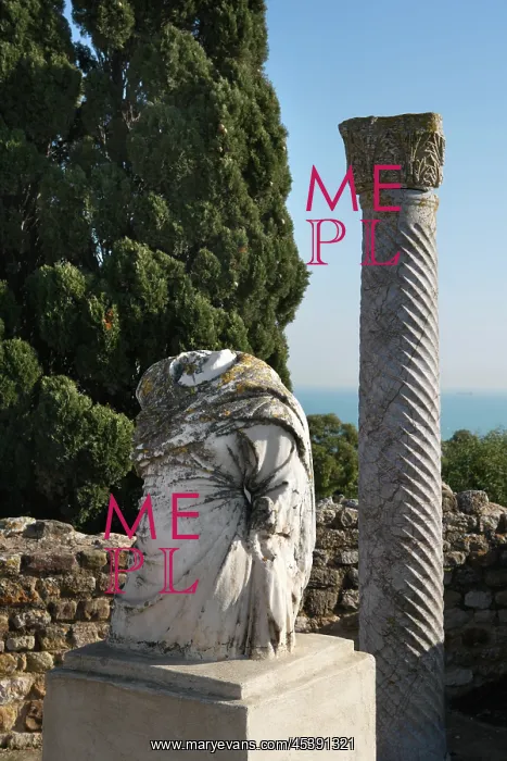 : Carthage. Low angle view of the remains of a sculpture : Carthage. Low angle view of the remains of a sculpture