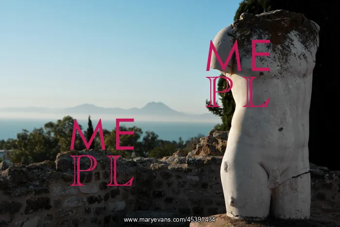 : Carthage. High angle view of the sea with distant mountainous landscape : Carthage. High angle view of the sea with distant mountainous landscape