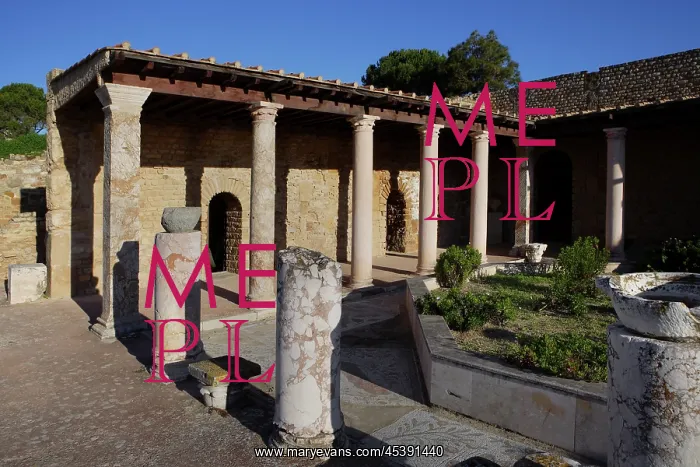 : Carthage. Low angle view of the peristyle courtyard in the Villa of the Aviary : Carthage. Low angle view of the peristyle courtyard in the Villa of the Aviary