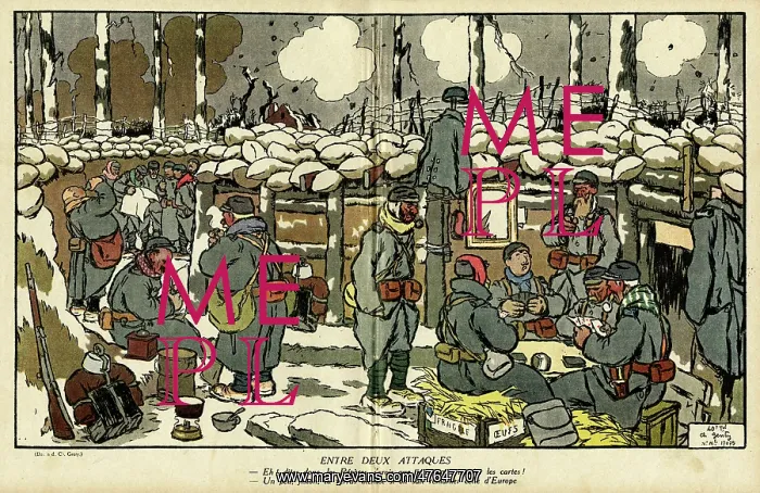 : Cartoon, Between two attacks, WW1 : Cartoon, Between two attacks, WW1