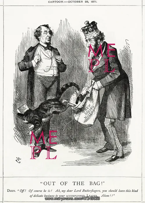 : Cartoon, Out of the Bag (Disraeli) : Cartoon, Out of the Bag (Disraeli)