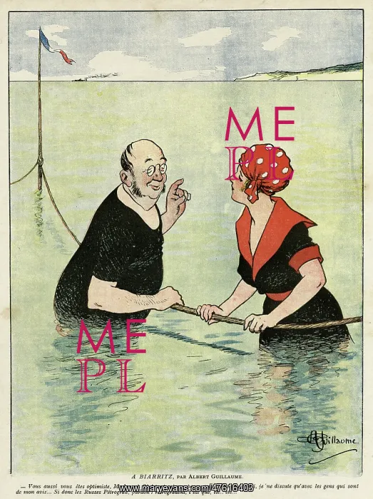 : Cartoon, At Biarritz, WW1 : Cartoon, At Biarritz, WW1