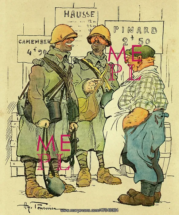 : Cartoon, At the bistro, WW1 : Cartoon, At the bistro, WW1
