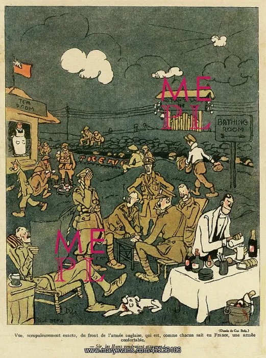: Cartoon, British troops at the Front, WW1 : Cartoon, British troops at the Front, WW1