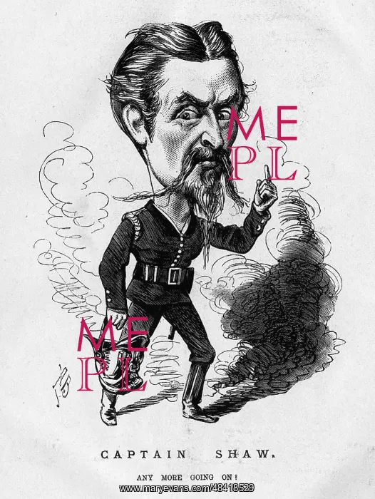 : Cartoon, Captain Eyre Massey Shaw, fire brigade chief : Cartoon, Captain Eyre Massey Shaw, fire brigade chief