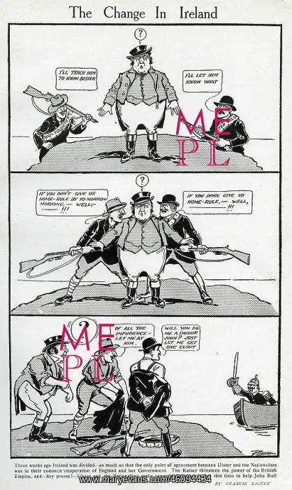 : Cartoon, The Change in Ireland, WW1 : Cartoon, The Change in Ireland, WW1
