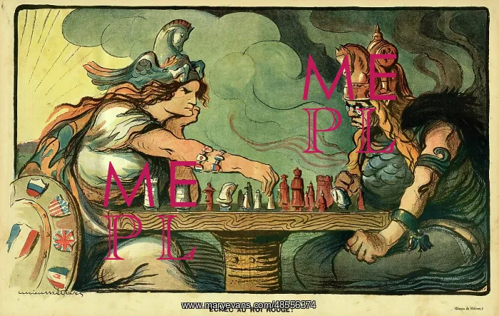 : Cartoon, Check to the Red King! WW1 : Cartoon, Check to the Red King! WW1