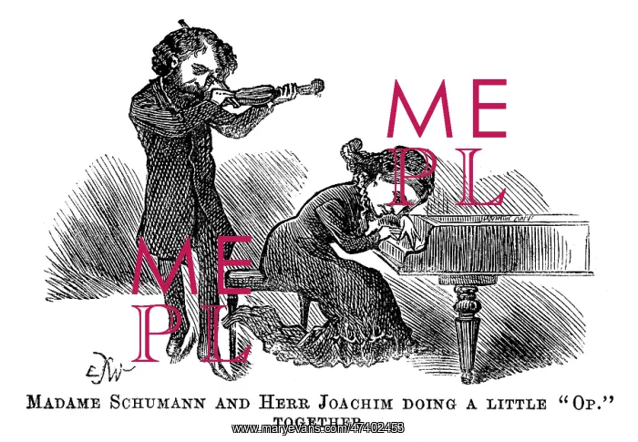 : Cartoon, Clara Schumann and Joseph Joachim : Cartoon, Clara Schumann and Joseph Joachim