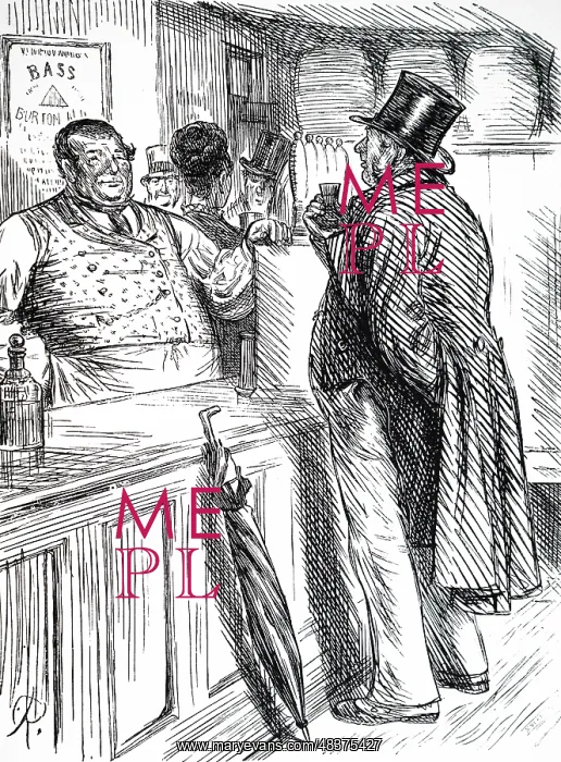 : A cartoon commenting on alcohol and bad housing : A cartoon commenting on alcohol and bad housing