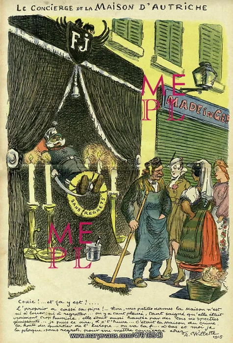 : Cartoon, The concierge of the House of Austria, WW1 : Cartoon, The concierge of the House of Austria, WW1
