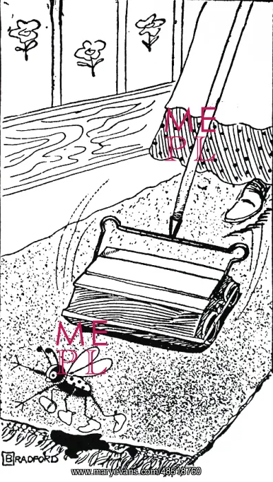 : A cartoon depicting a carpet sweeper : A cartoon depicting a carpet sweeper