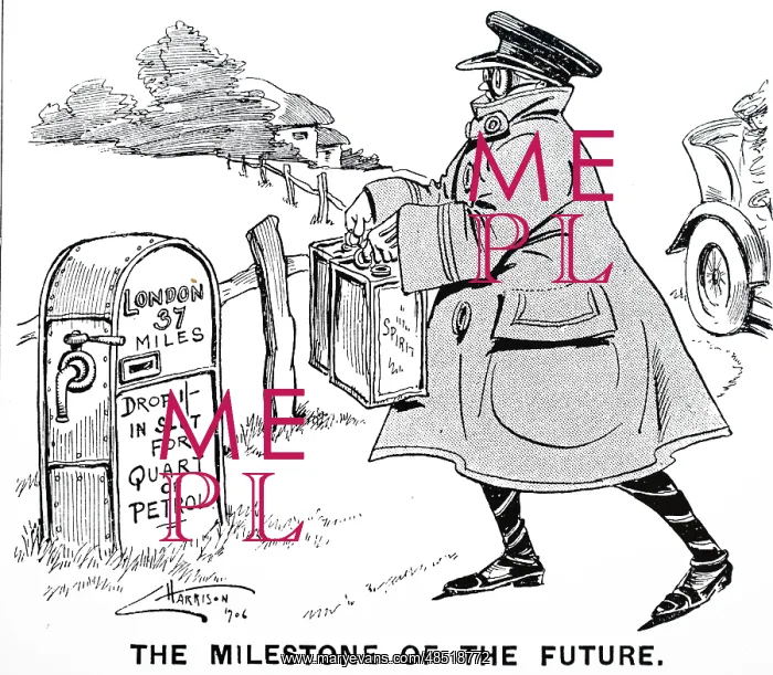 : A cartoon depicting a driver obtaining petrol : A cartoon depicting a driver obtaining petrol