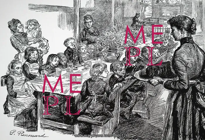 : Cartoon depicting free dinner being served to : Cartoon depicting free dinner being served to