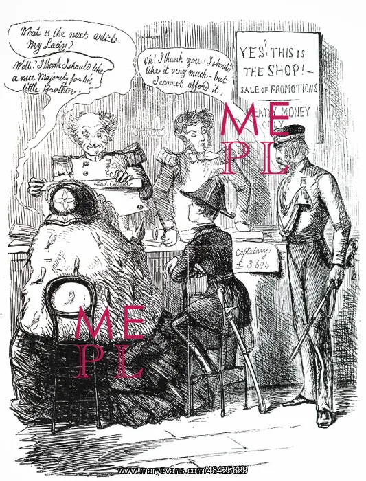 : A cartoon depicting the purchasing of Army Commissions : A cartoon depicting the purchasing of Army Commissions