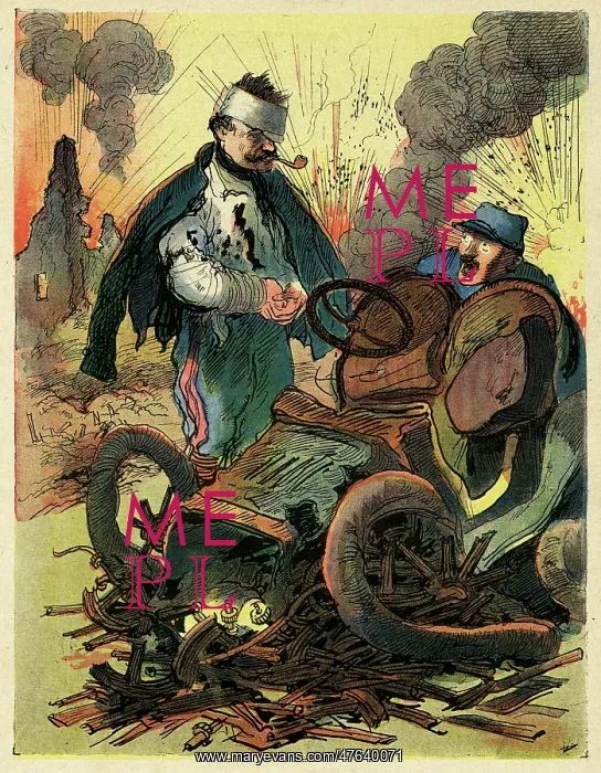 : Cartoon, On a designated route, WW1 : Cartoon, On a designated route, WW1