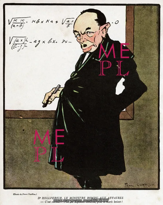 : Cartoon, Dr Hellferich, WW1 : Cartoon, Dr Hellferich, WW1