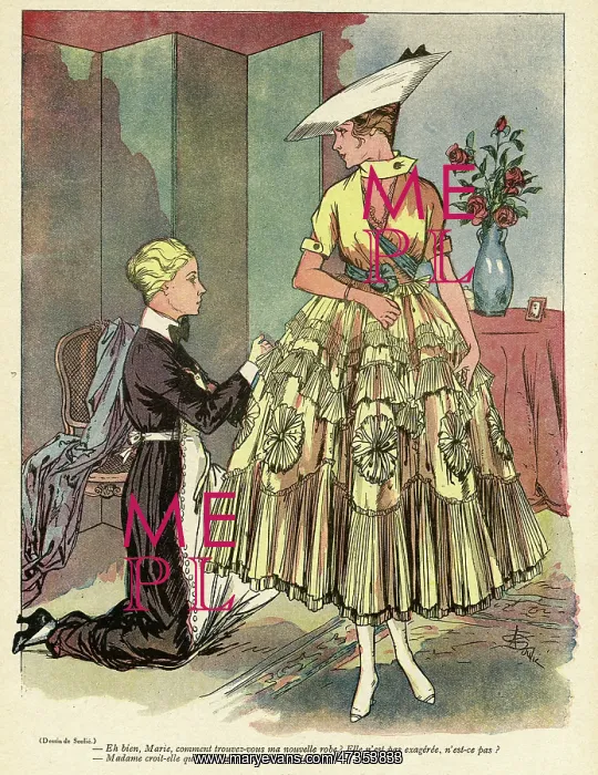 : Cartoon, Dress fitting, WW1 : Cartoon, Dress fitting, WW1