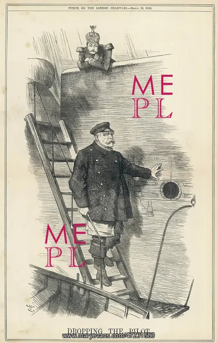 : Cartoon, Dropping The Pilot (Wilhelm II and Bismarck) : Cartoon, Dropping The Pilot (Wilhelm II and Bismarck)