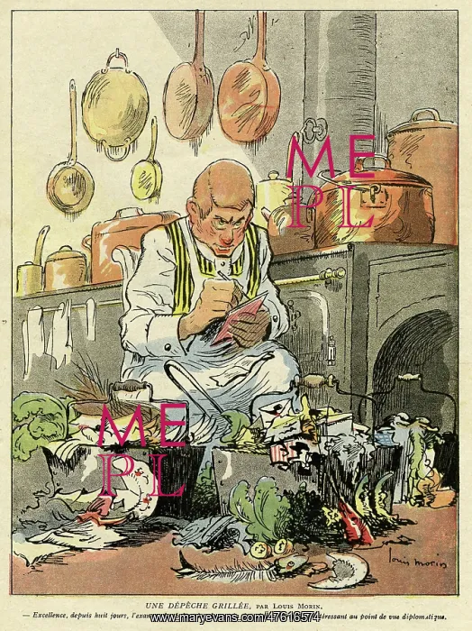 : Cartoon, A dry telegram, WW1 : Cartoon, A dry telegram, WW1