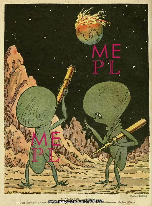 : Cartoon, The earth viewed from the moon, WW1 : Cartoon, The earth viewed from the moon, WW1