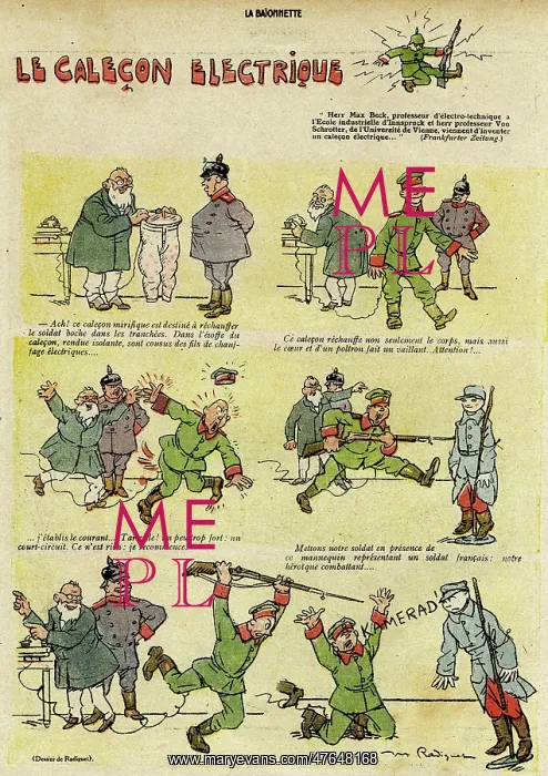 : Cartoon, The electric underpants, WW1 : Cartoon, The electric underpants, WW1