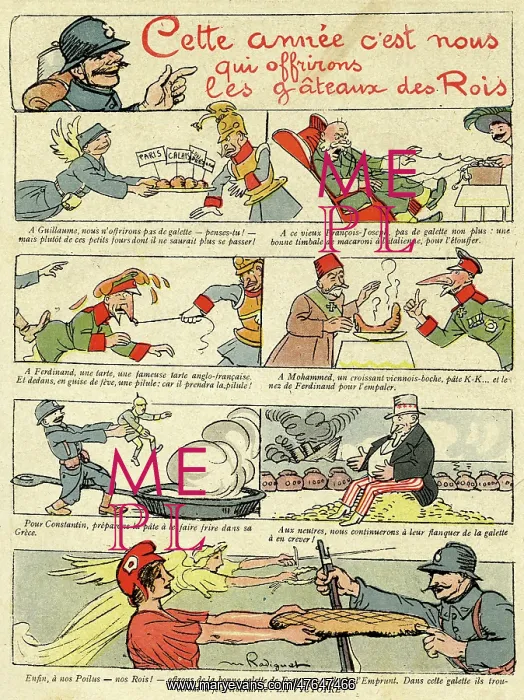: Cartoon, Epiphany cakes, WW1 : Cartoon, Epiphany cakes, WW1