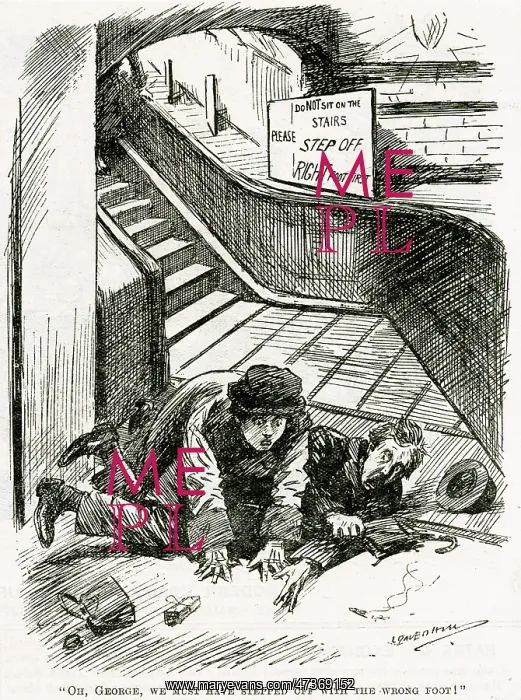 : Cartoon, escalator trials (underground station) : Cartoon, escalator trials (underground station)