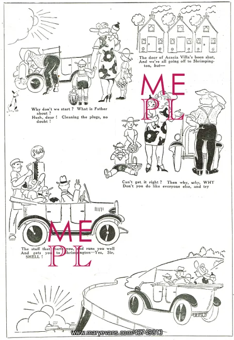 : Cartoon Extolling The Virtues Of Shell Fuels & Oils : Cartoon Extolling The Virtues Of Shell Fuels & Oils