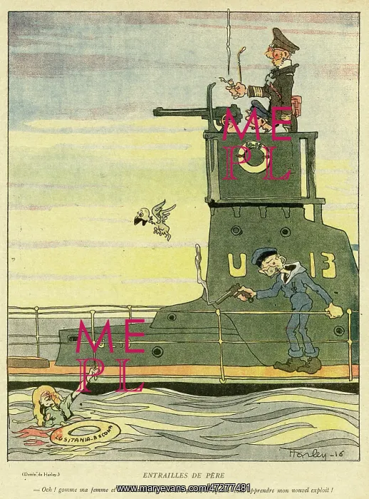 : Cartoon, The Father's Guts, WW1 : Cartoon, The Father's Guts, WW1