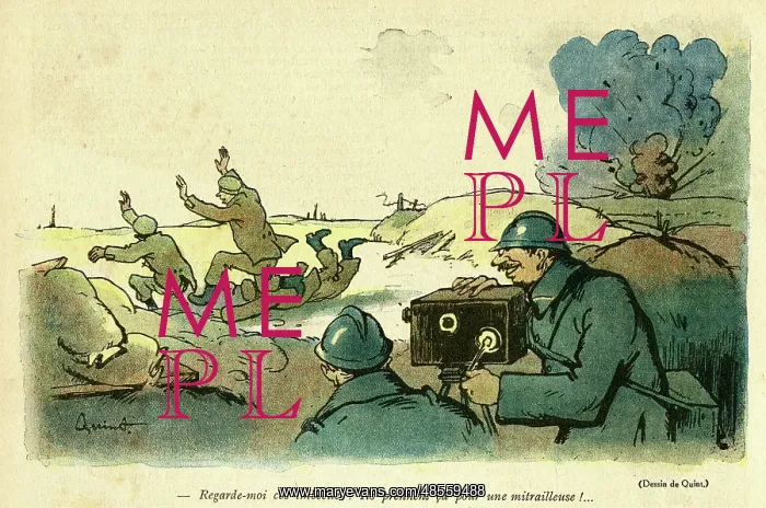 : Cartoon, Filming on a battlefield, WW1 : Cartoon, Filming on a battlefield, WW1