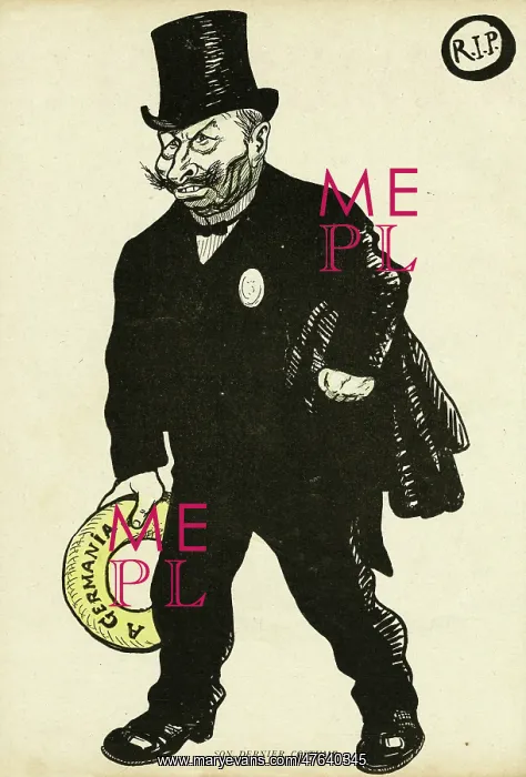: Cartoon, His final costume, WW1 : Cartoon, His final costume, WW1