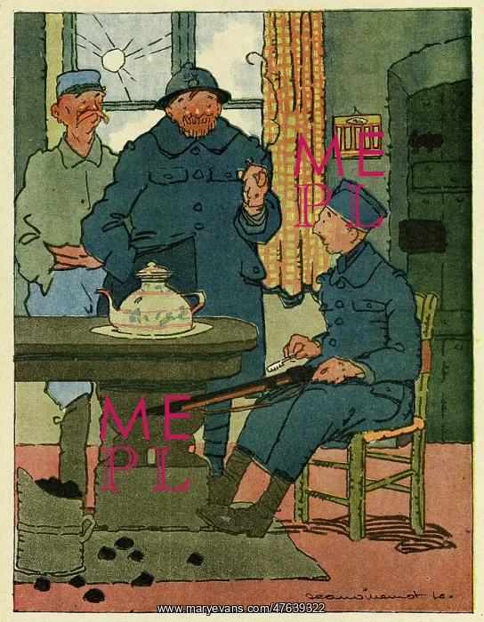 : Cartoon, First feelings, WW1 : Cartoon, First feelings, WW1
