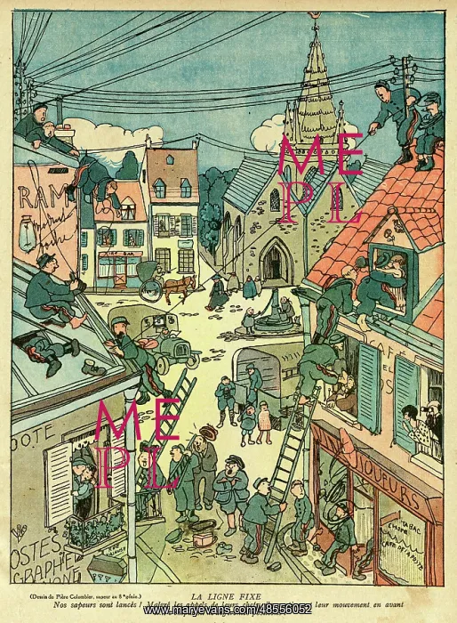 : Cartoon, The Fixed Line, WW1 : Cartoon, The Fixed Line, WW1