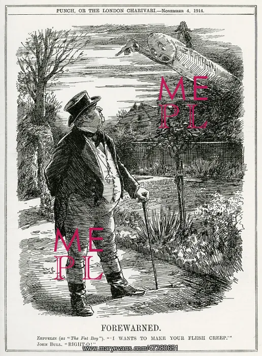 : Cartoon, Forewarned (Zeppelins, WW1) : Cartoon, Forewarned (Zeppelins, WW1)