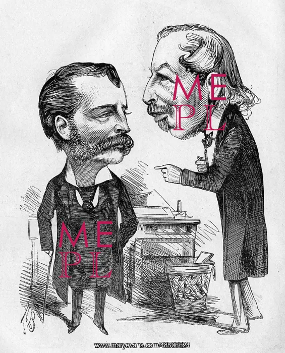 : Cartoon of G Edwardes and E L Blanchard : Cartoon of G Edwardes and E L Blanchard