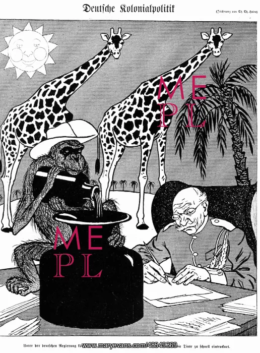 : Cartoon on the German colonial policy, 1900 : Cartoon on the German colonial policy, 1900